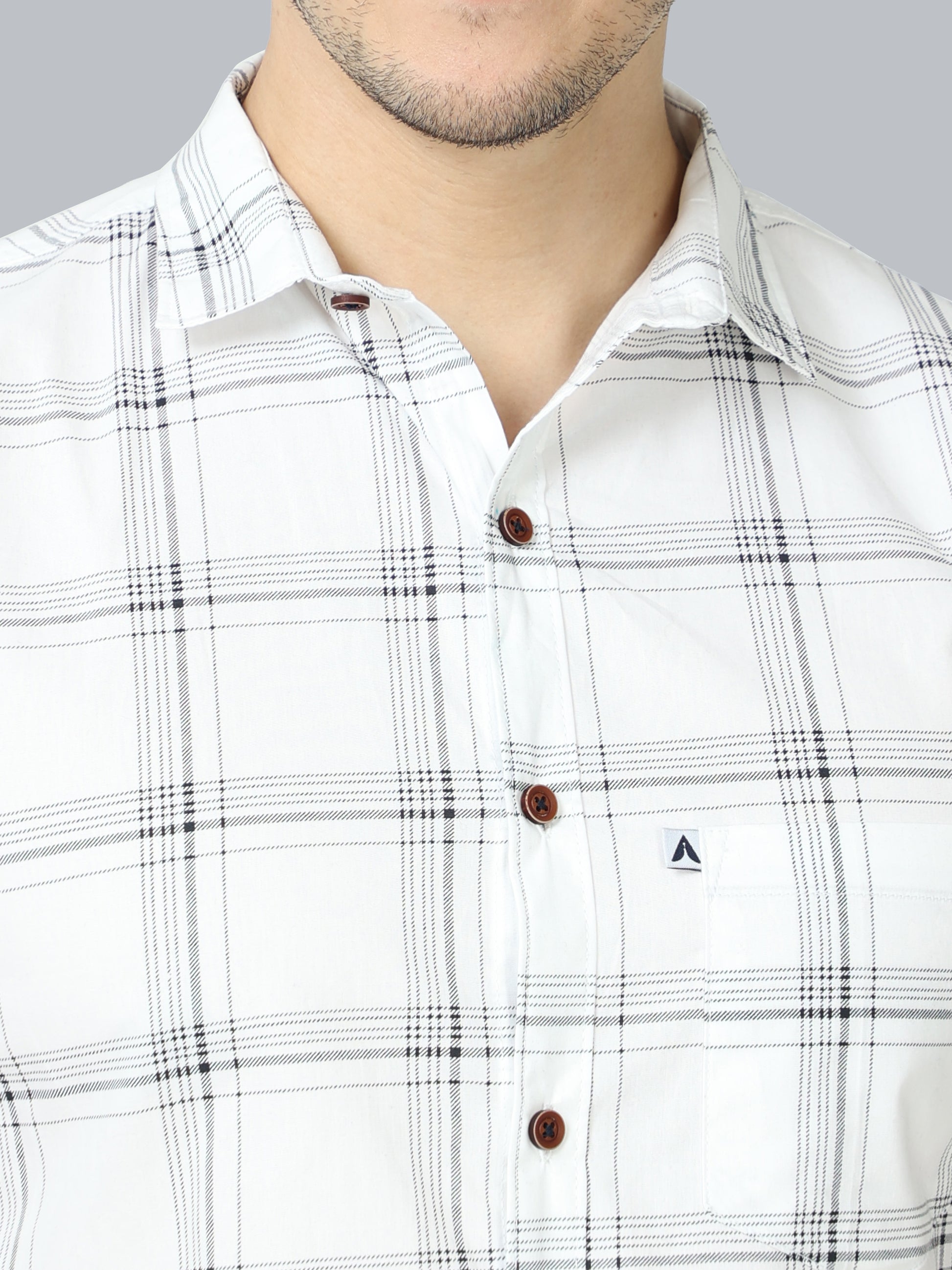 6line White Half Sleeve Shirts Checks For Men