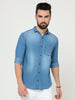 Shade Single Pocket Cut Away Collor Denim Shirt For Men