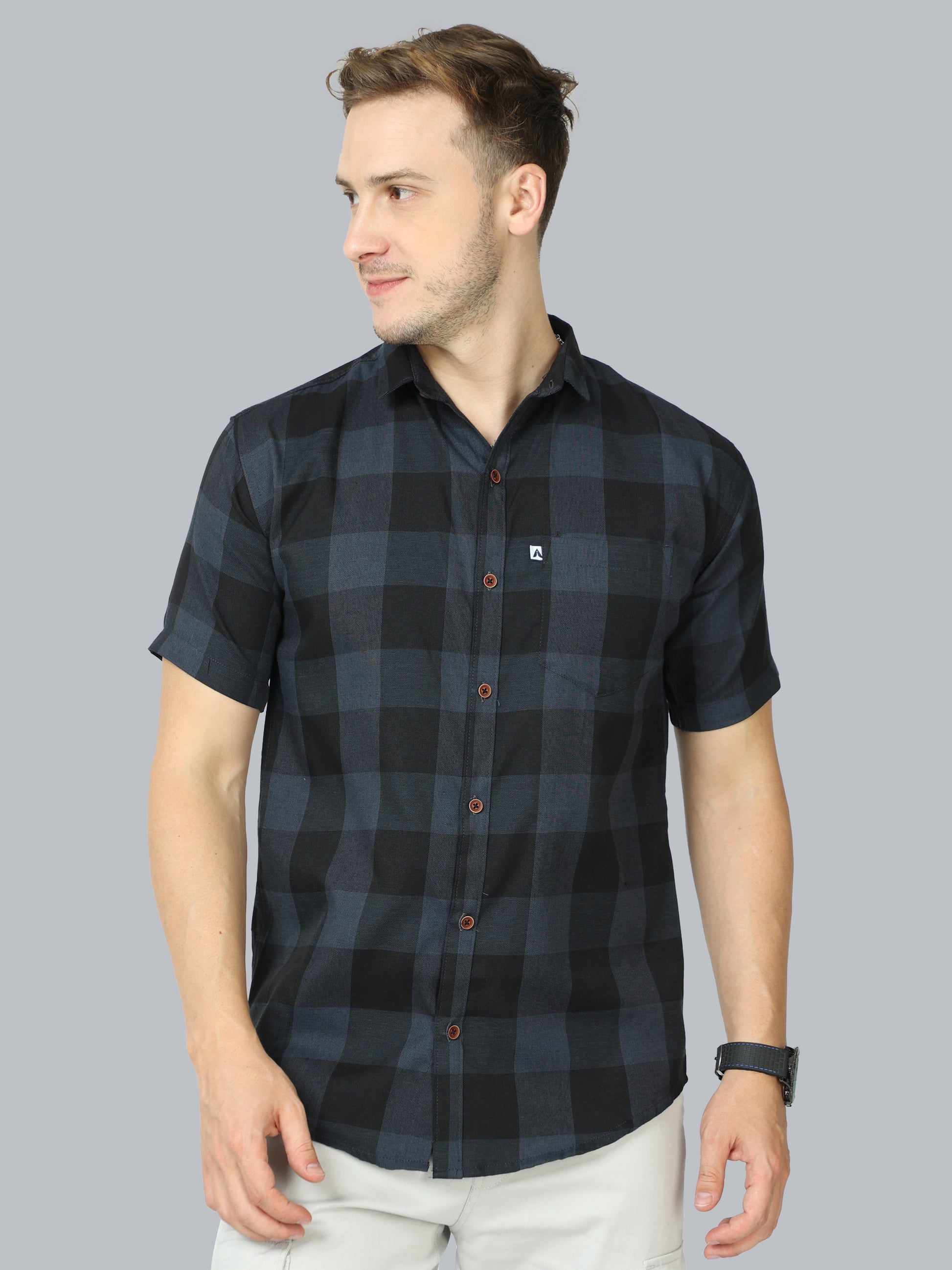 Tomtom Grey Plaid Shirt Grey For Men
