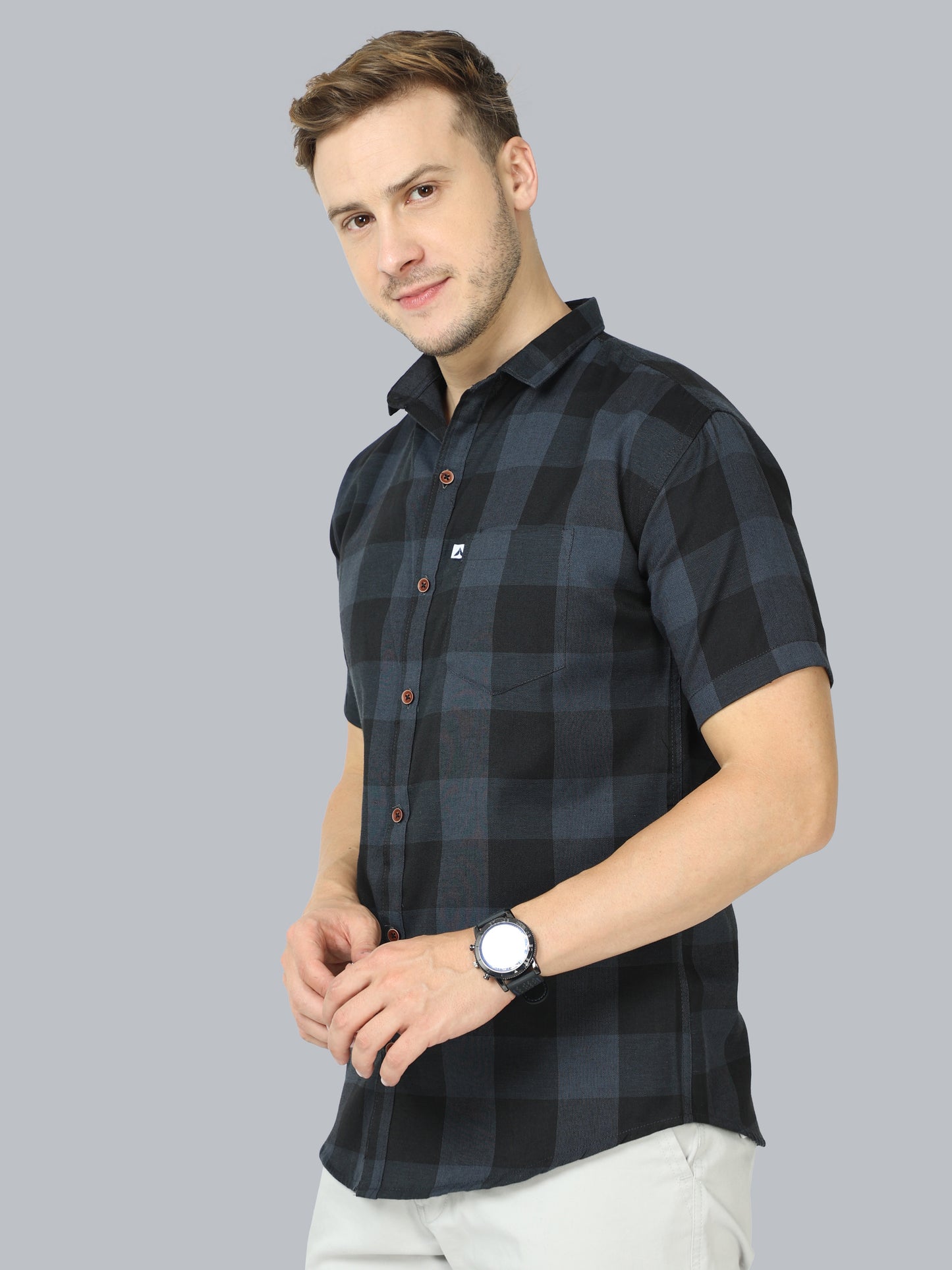 Tomtom Grey Plaid Shirt Grey For Men