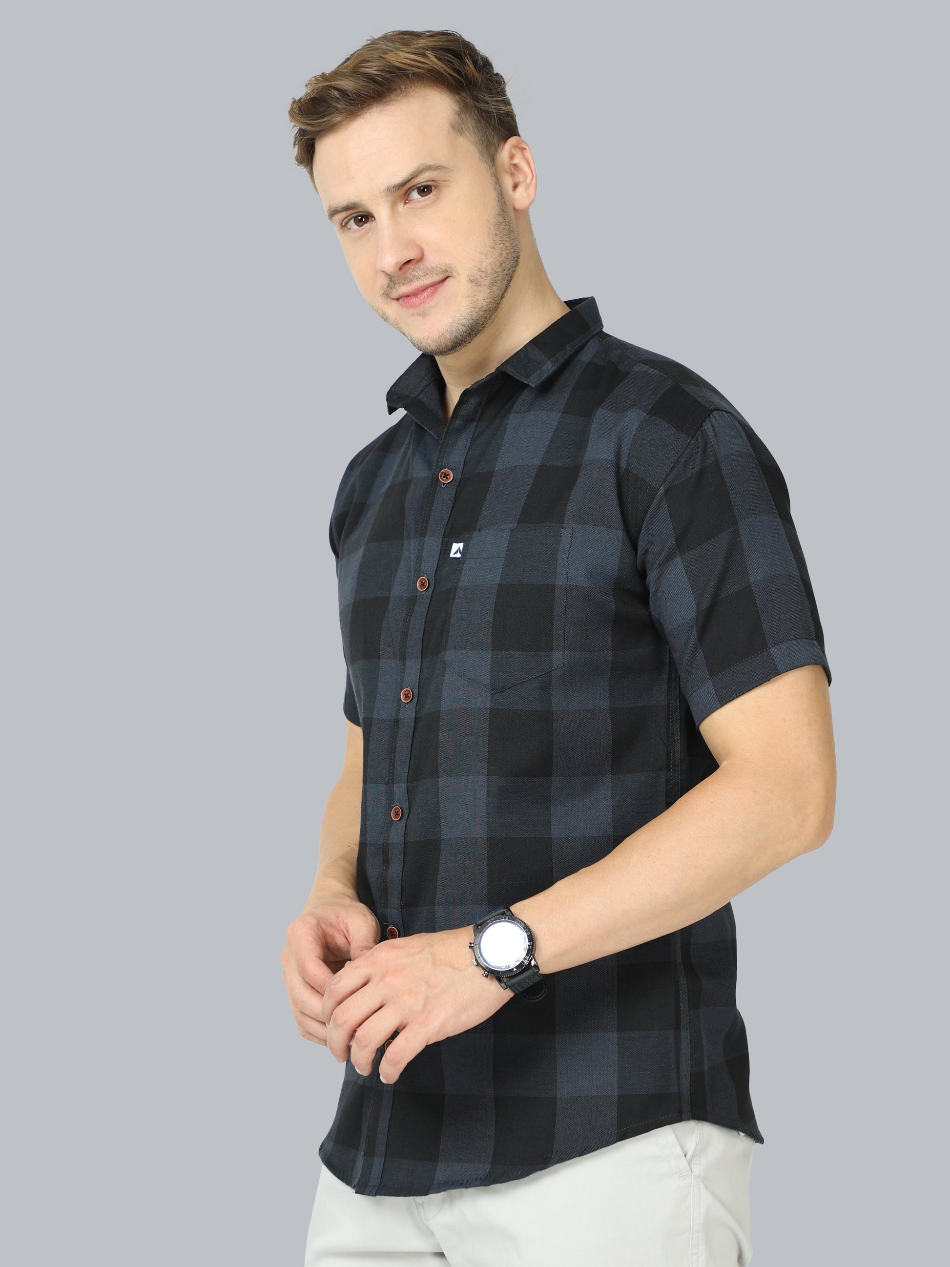 Tomtom Grey Plaid Shirt Grey For Men