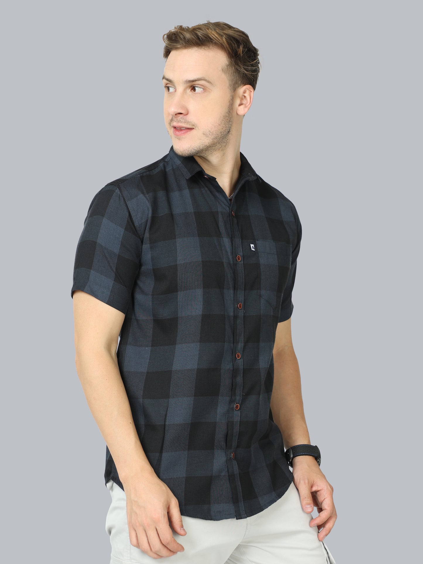 Tomtom Grey Plaid Shirt Grey For Men