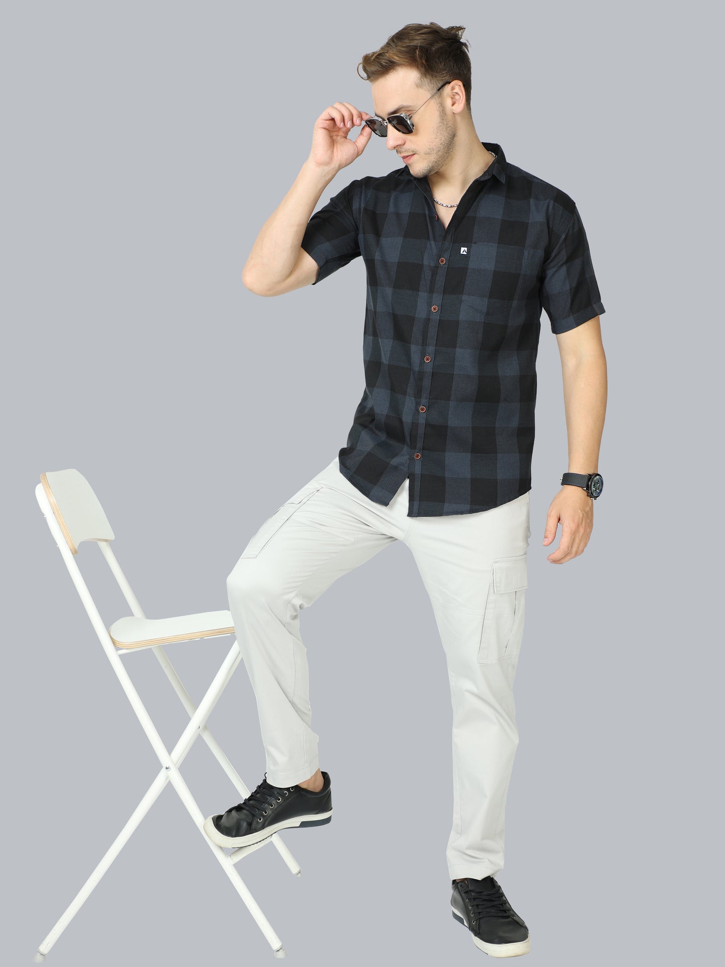 Tomtom Grey Plaid Shirt Grey For Men