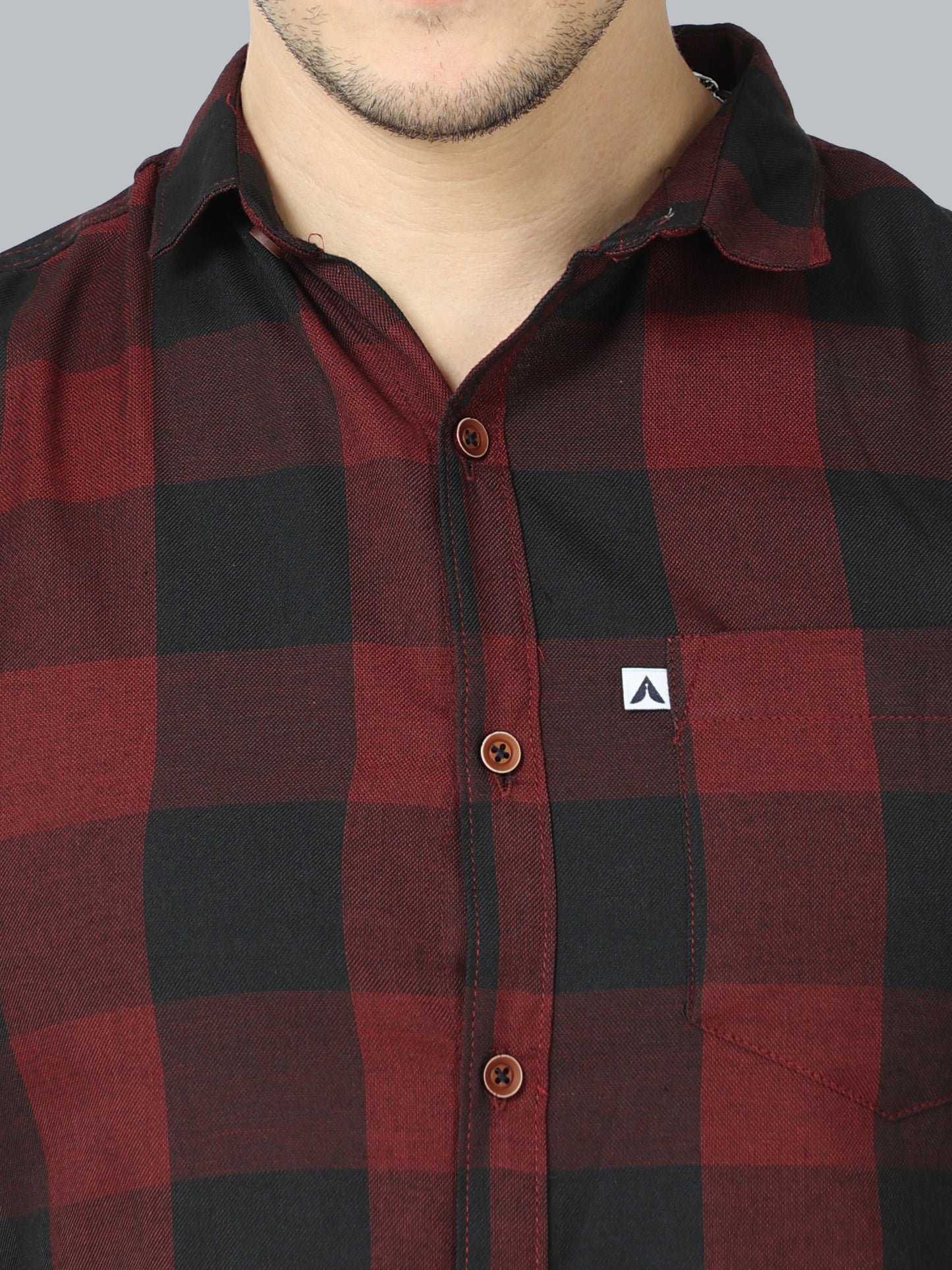 Tomtom Cotton Blend Half Sleeve Maroon Check Shirt For Men
