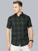 Tomtom Green Cotton Blend Half Sleeve Checks Shirt For Men