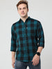 Tomtom Blue Cotton Blend Checks Shirt For Men