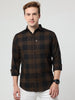Tomtom Brown Cotton Blend Checks Shirt For Men