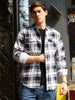 Full Sleeves Navy Dobby Checkered Shirt For Men