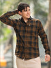 Wanted Brown Cotton Blend Checks Shirt For Men