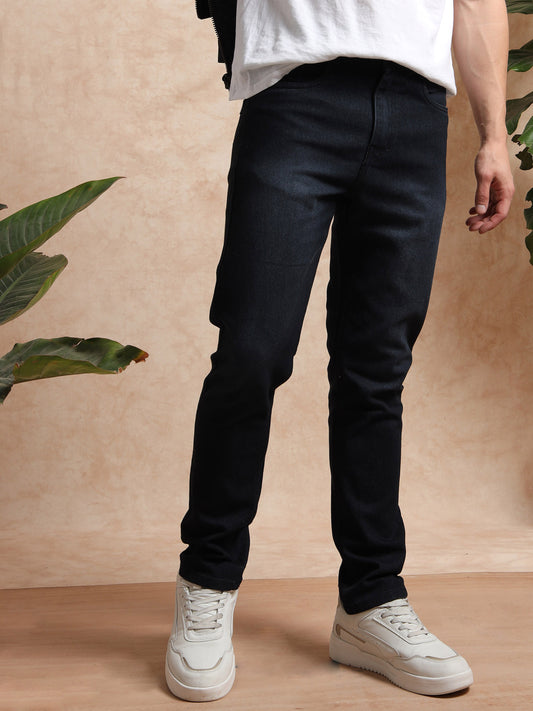 Black Slim Fit Shade Denim Jeans for Men