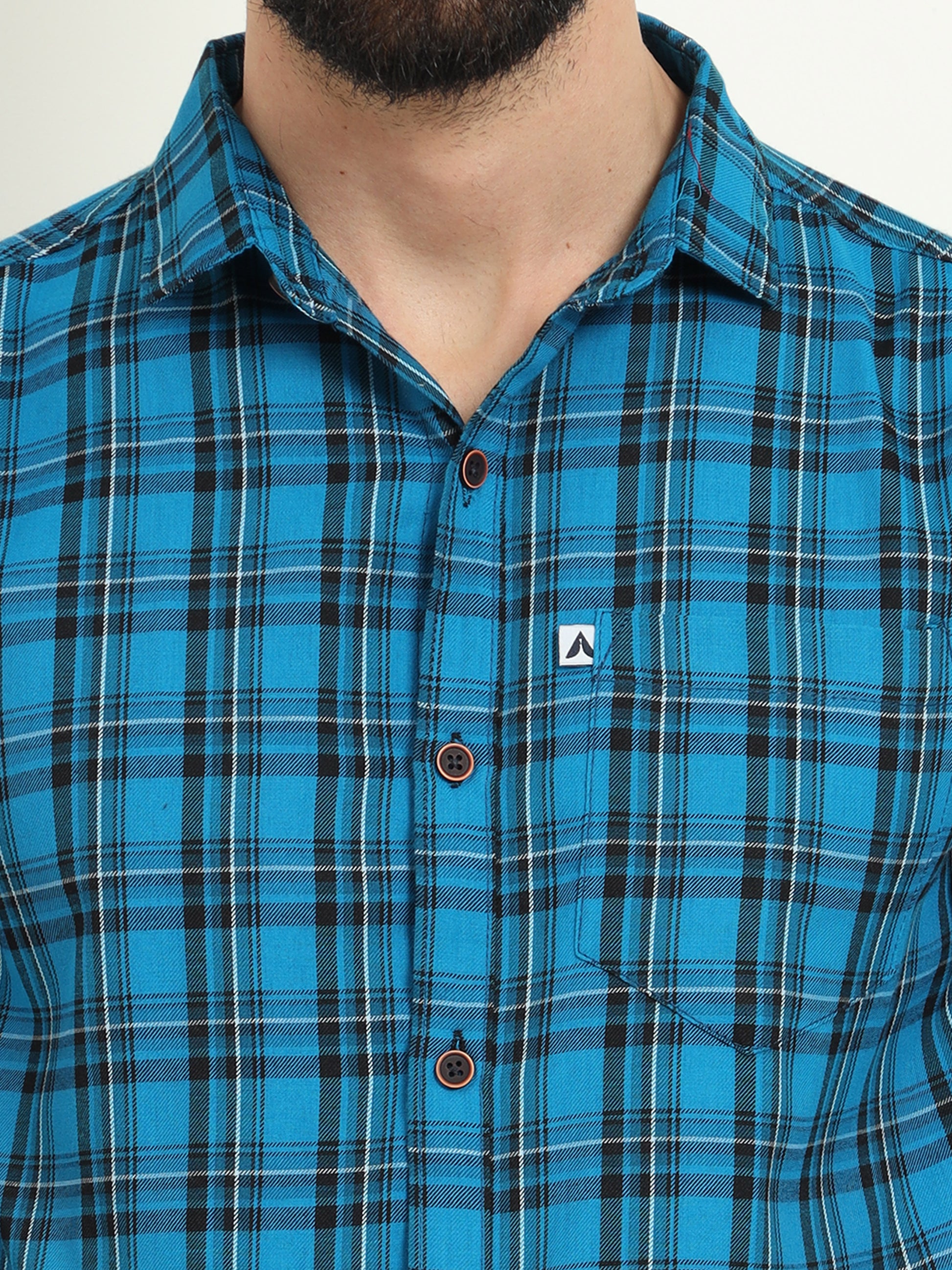 Blue Check Shirt for Men with Regular Fit