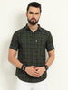 Men's Half Sleeve Tartan Green Check Shirt Regular Fit