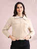 Beige Fuzzy Button-Up Sweater for Women – Cozy Winter Wear with Elegant Detailing