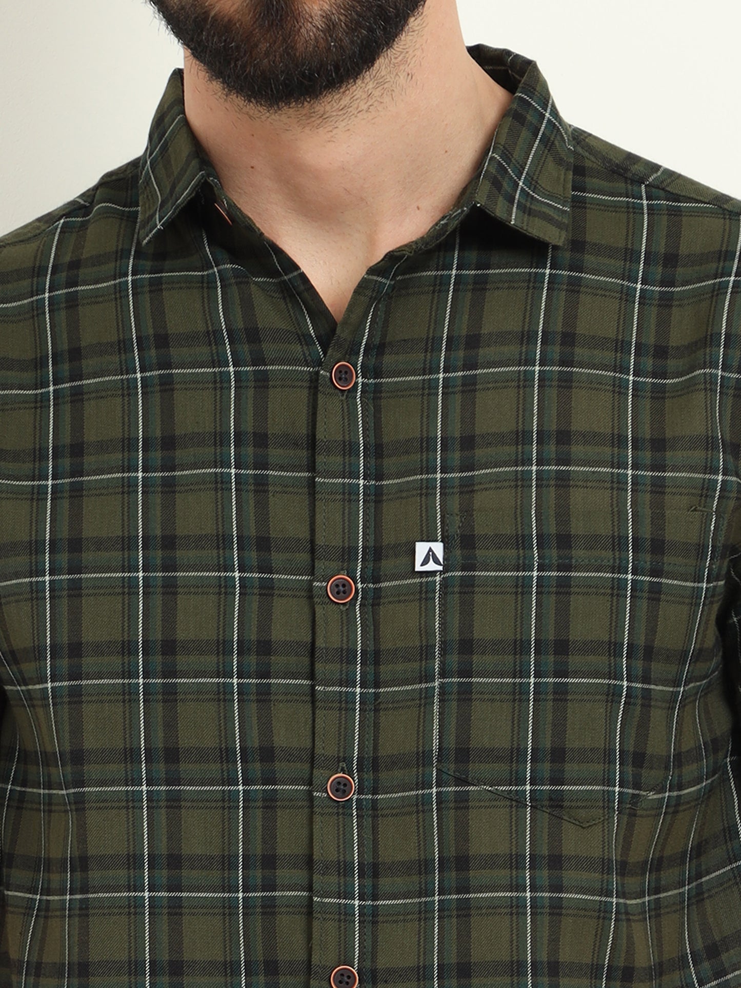 Half Sleeve Tartan Green Check Shirt for Men