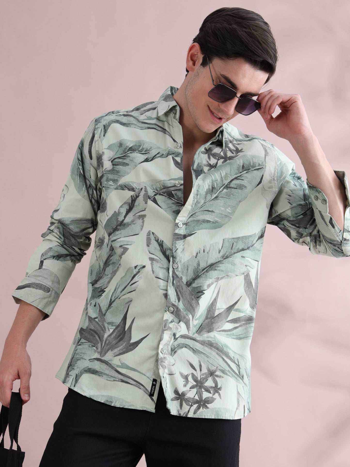 Tropical Leaf Green Shirt for Men