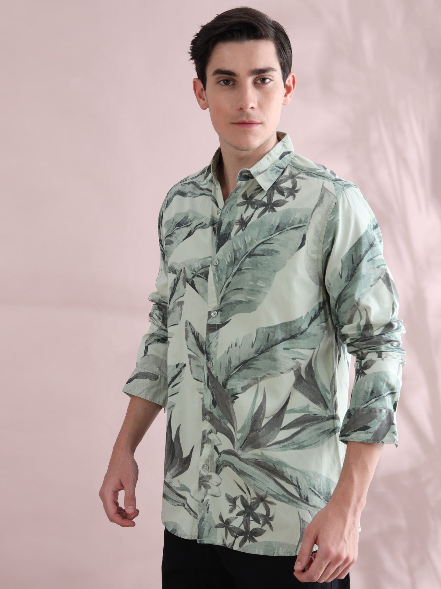 Tropical Leaf Green Shirt for Men