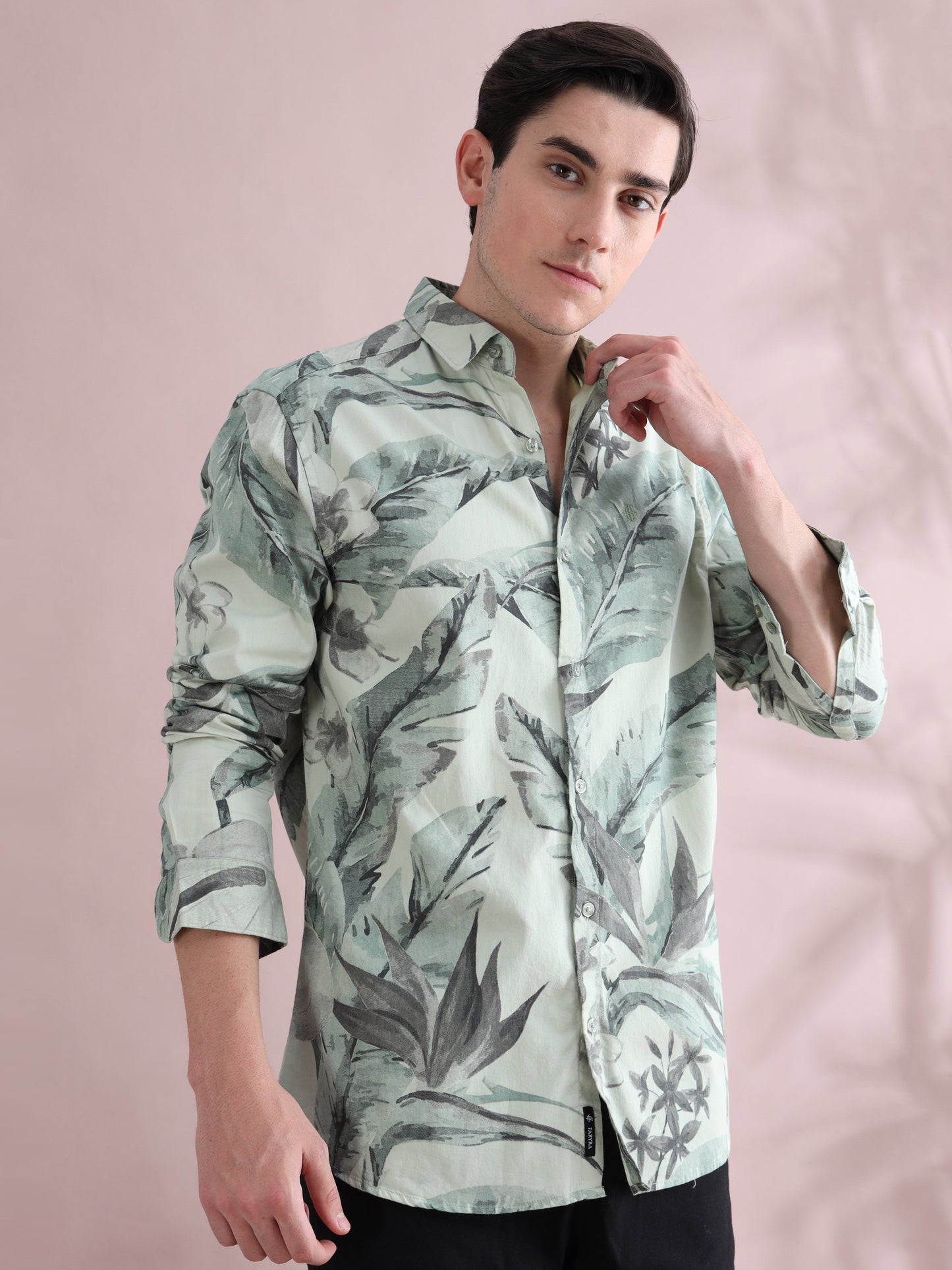 Tropical Leaf Green Shirt for Men