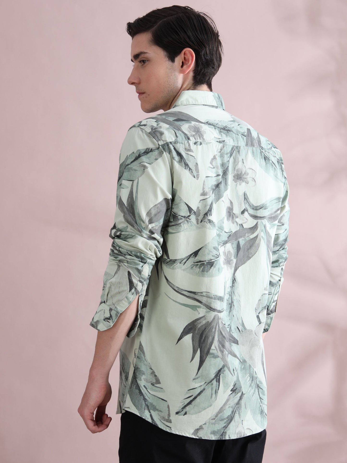 Tropical Leaf Green Shirt for Men