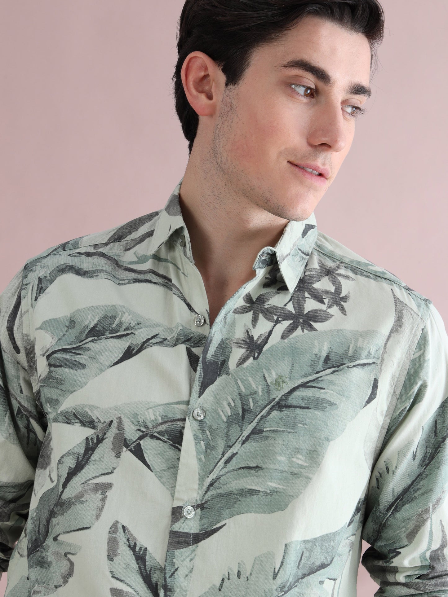 Tropical Leaf Green Shirt for Men