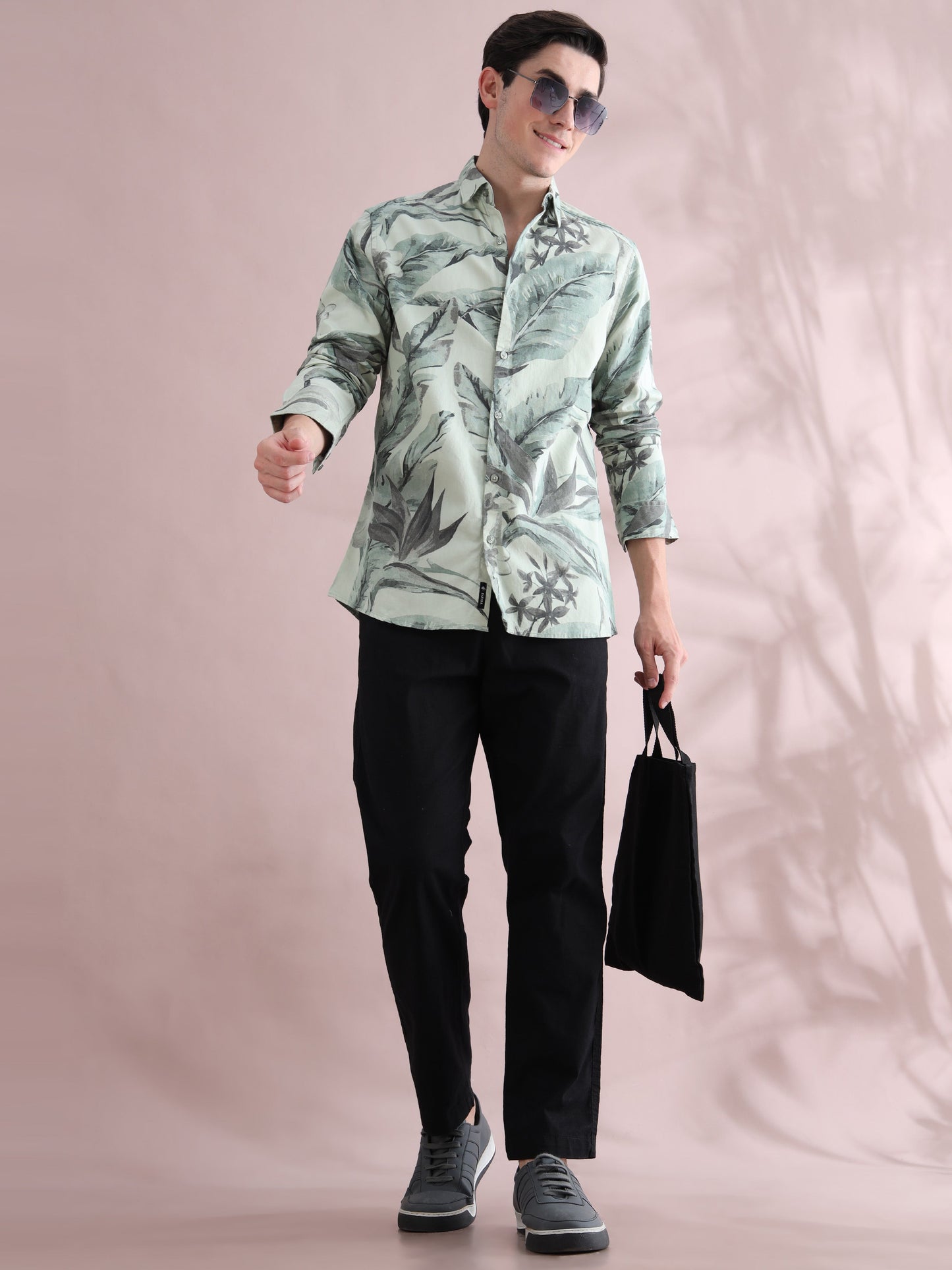 Tropical Leaf Green Shirt for Men