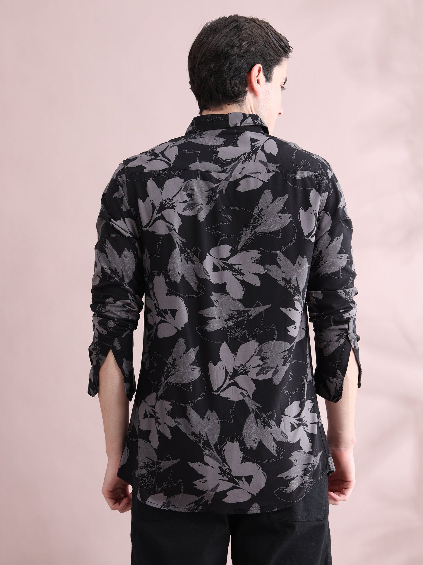 Rayon Printed Black and Purple Shirt for Men