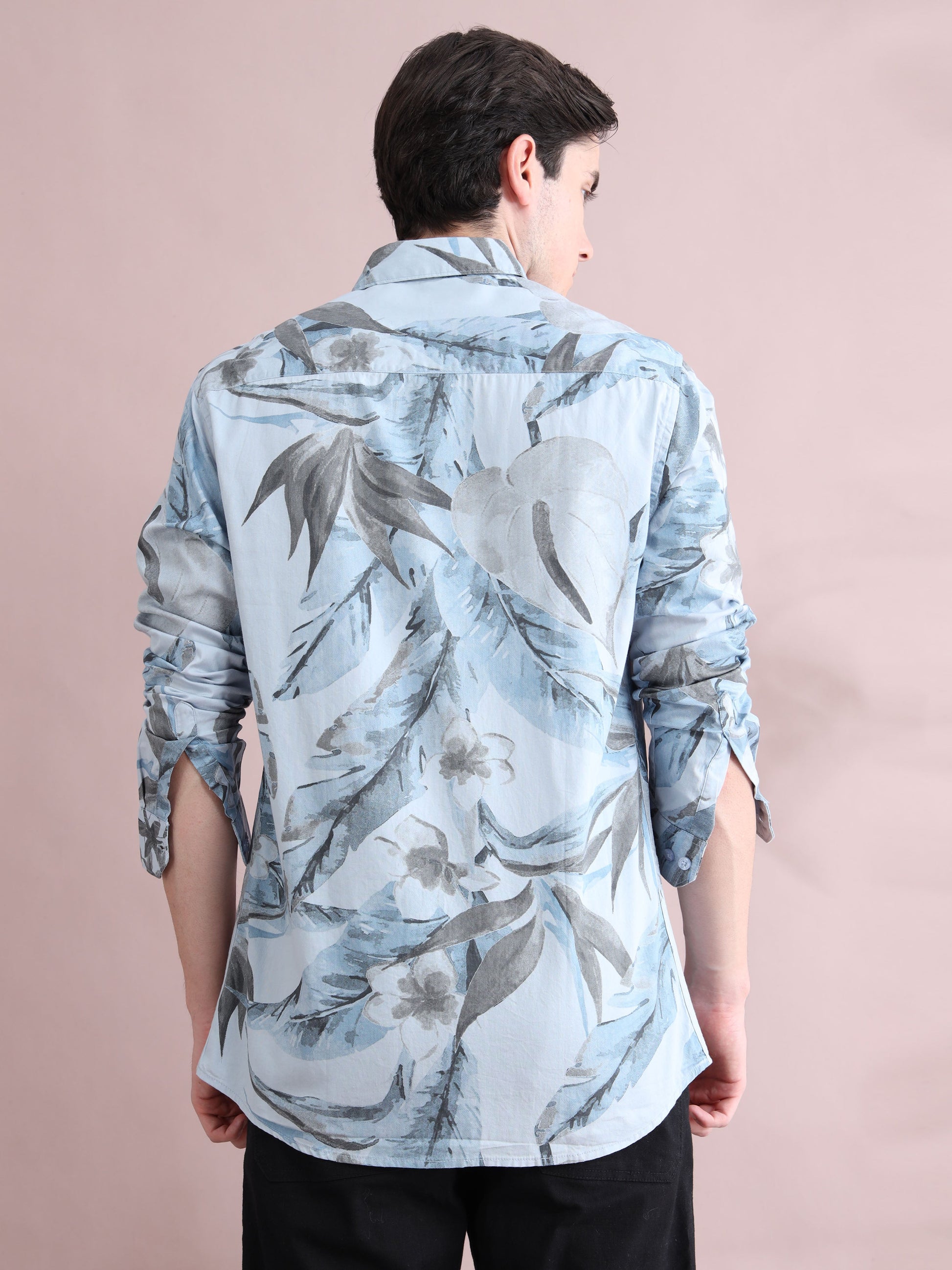 Tropical Blue Leaf Shirt for Men