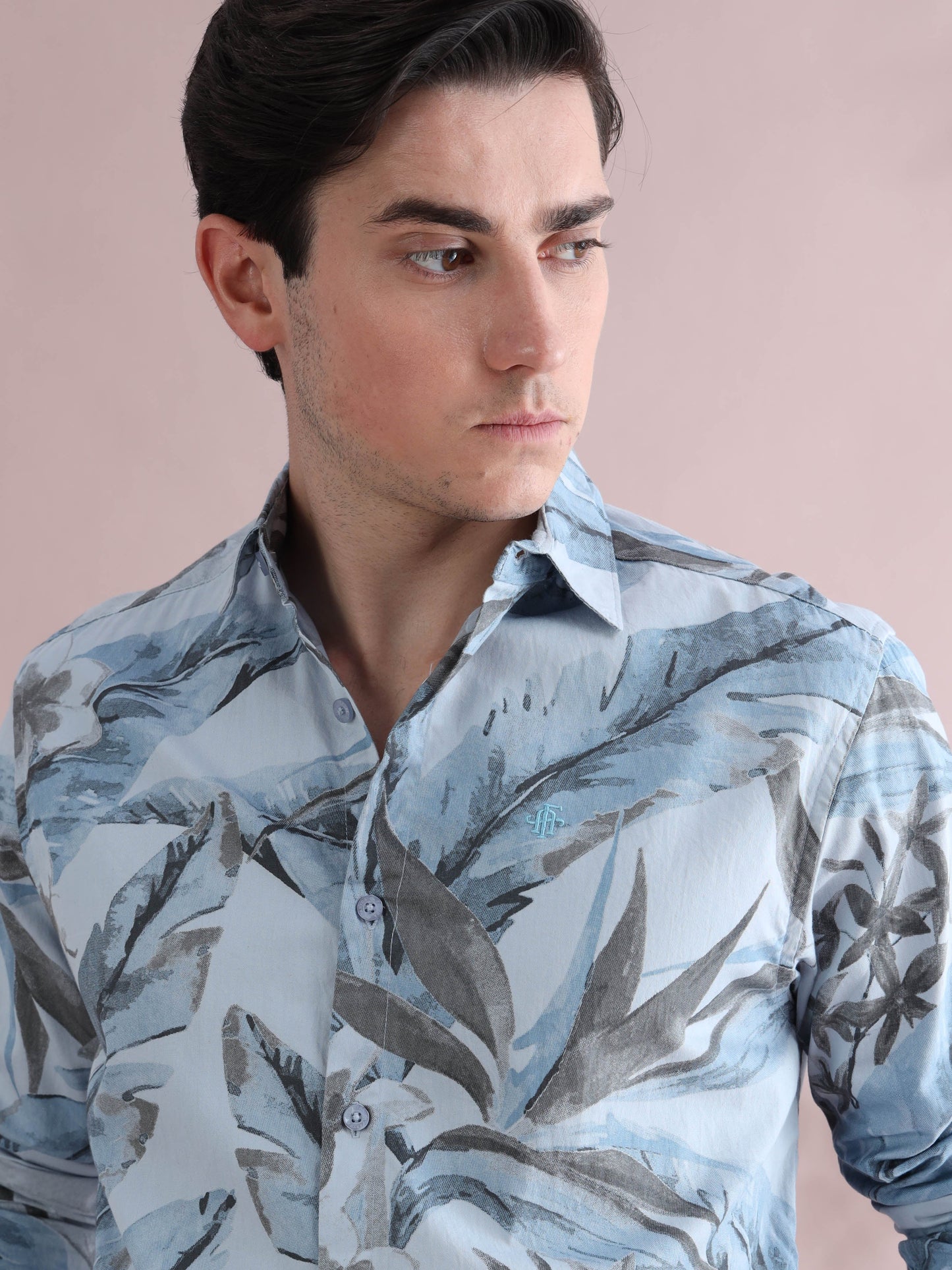 Tropical Blue Leaf Shirt for Men