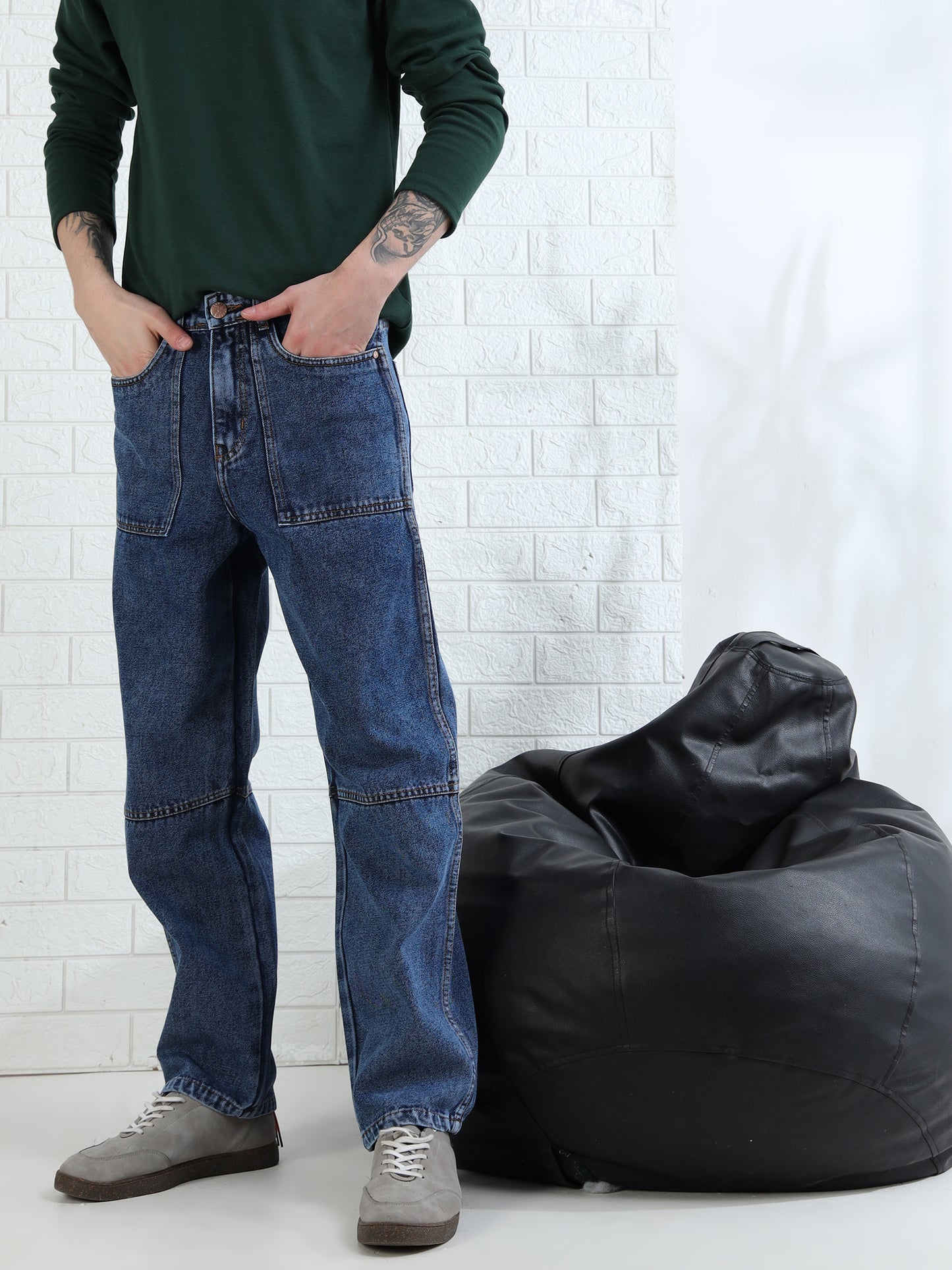 Driftstone Denim mid blue straight leg jeans for Men