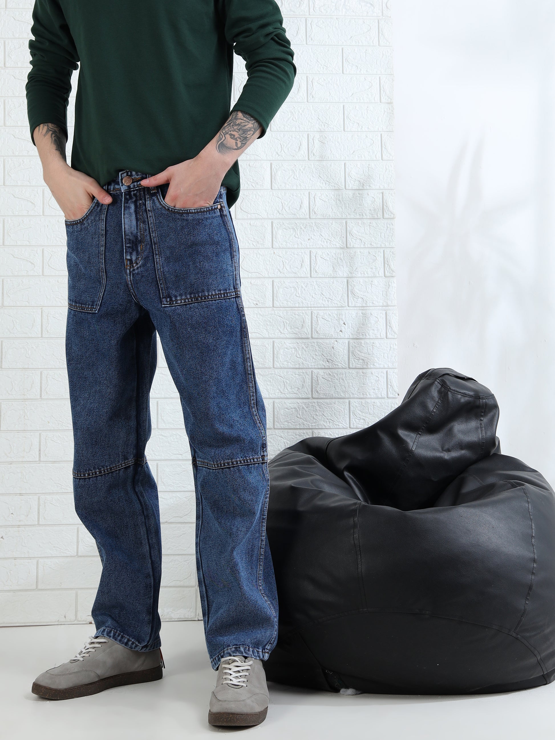 Driftstone Denim mid blue straight leg jeans for Men