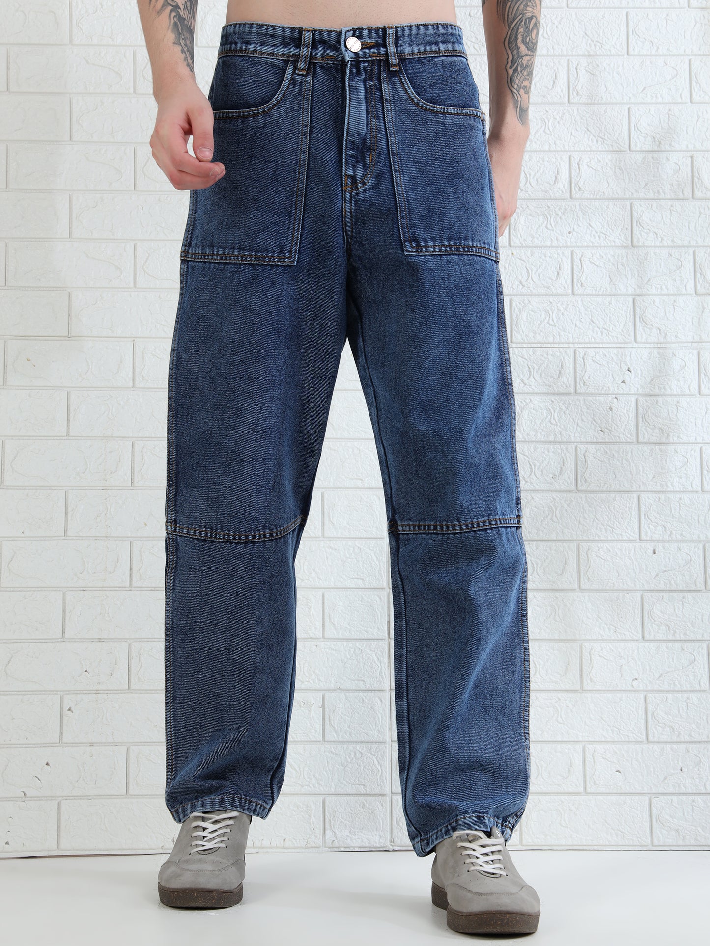 Driftstone Denim mid blue straight leg jeans for Men