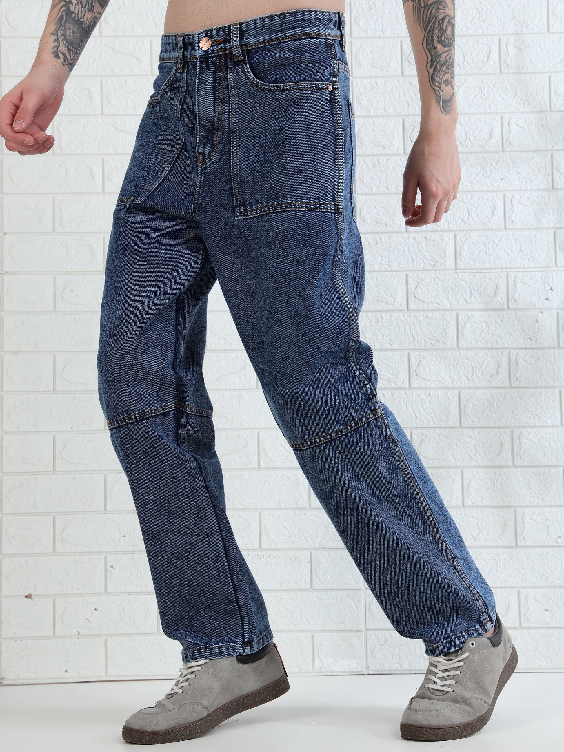 Driftstone Denim mid blue straight leg jeans for Men