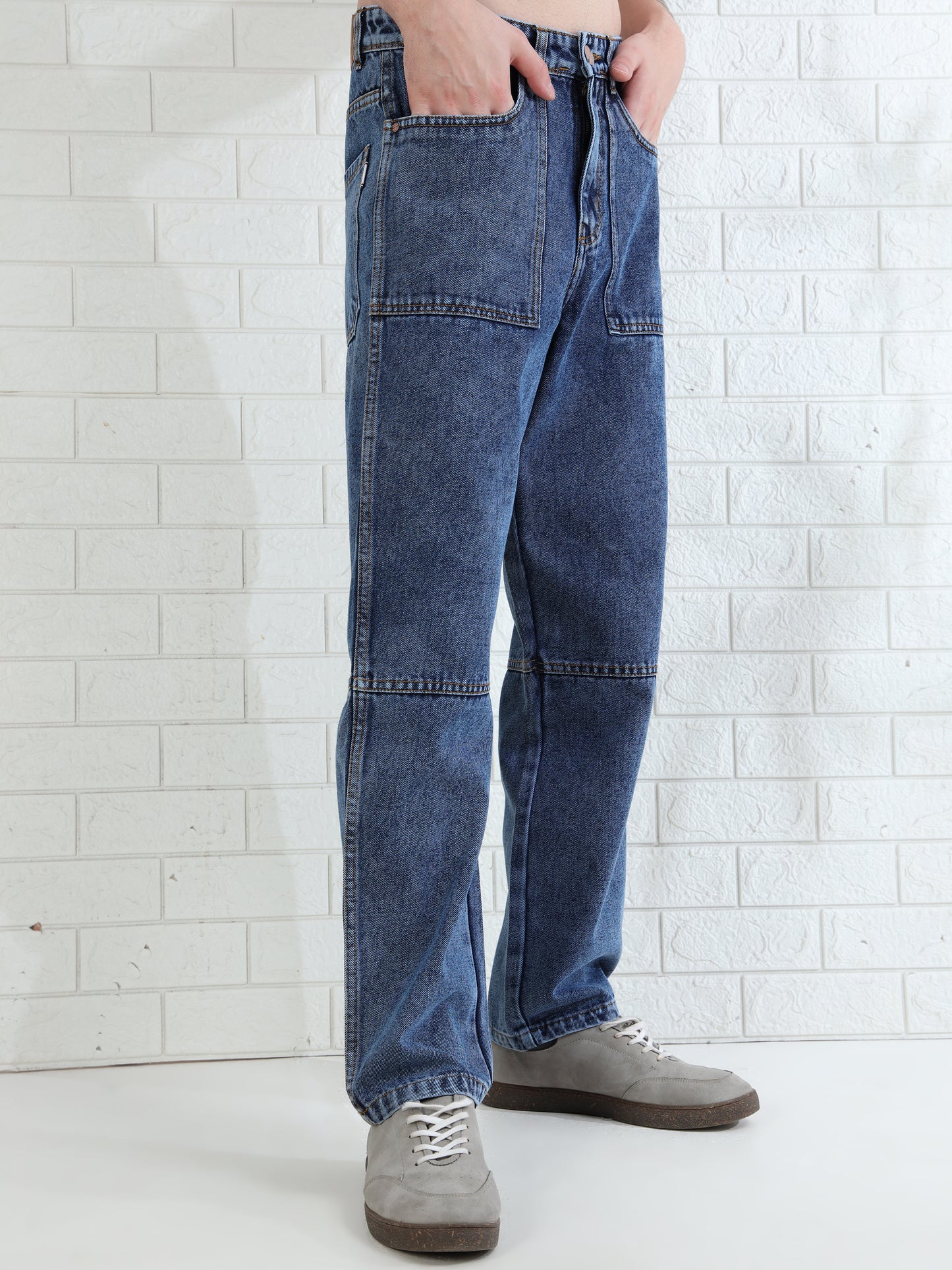 Driftstone Denim mid blue straight leg jeans for Men