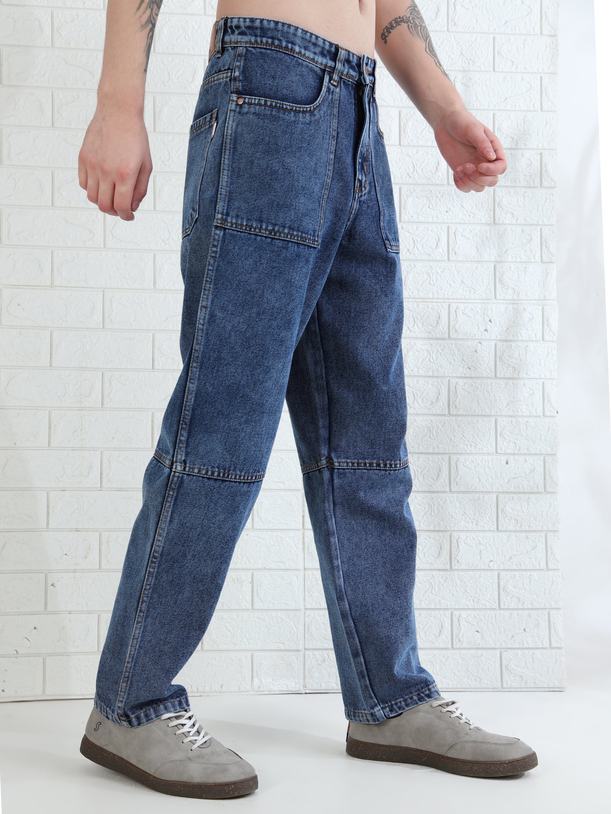 Driftstone Denim mid blue straight leg jeans for Men