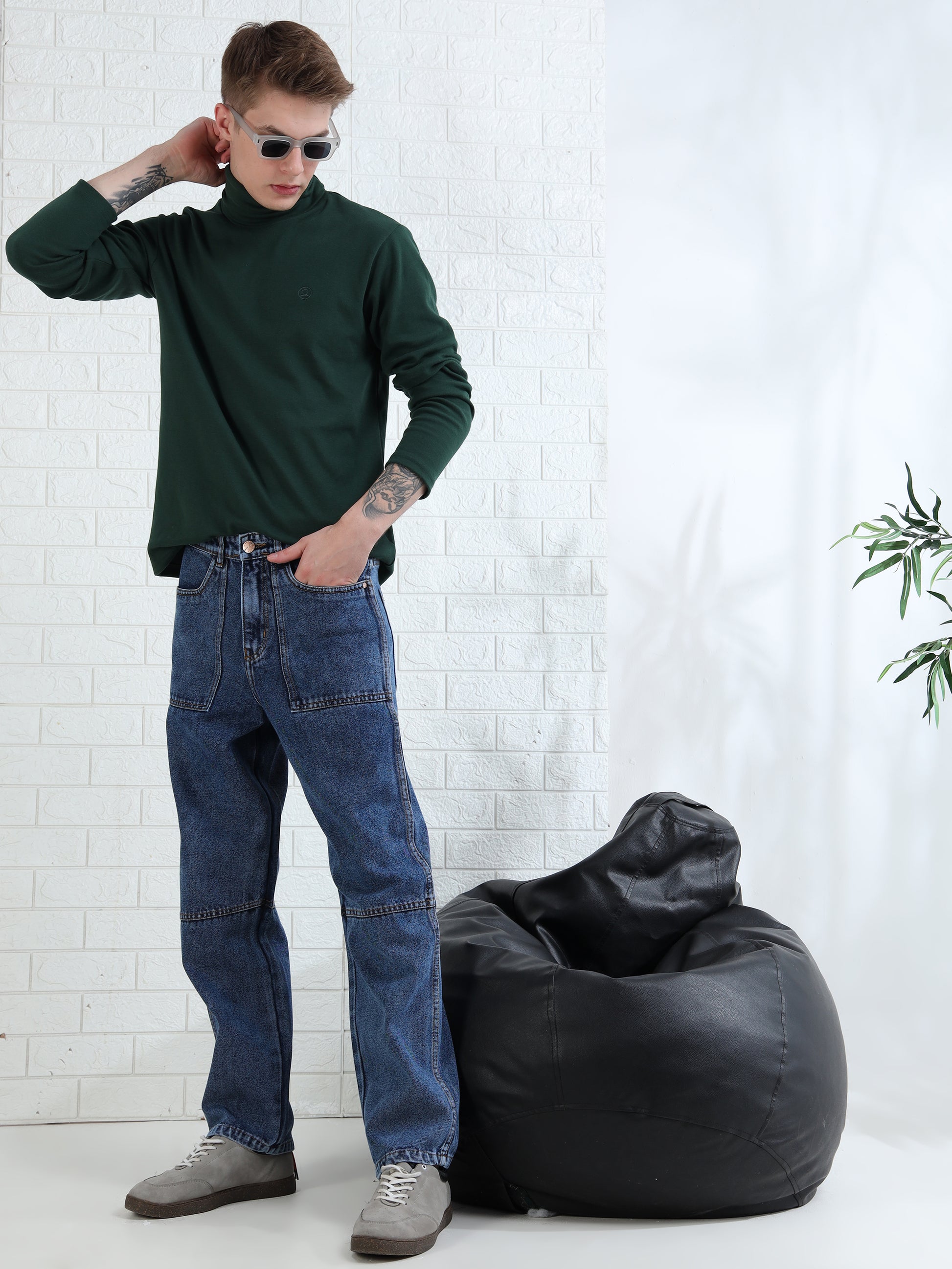 Driftstone Denim mid blue straight leg jeans for Men