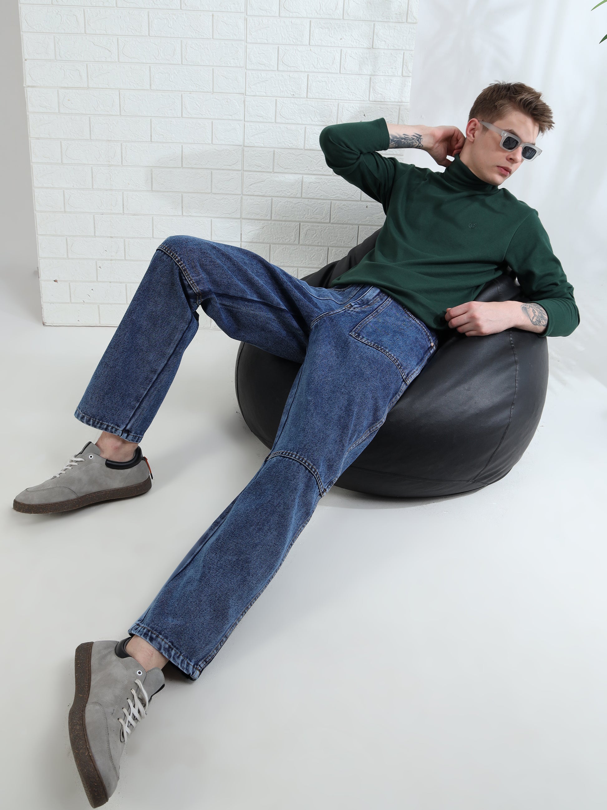 Driftstone Denim mid blue straight leg jeans for Men