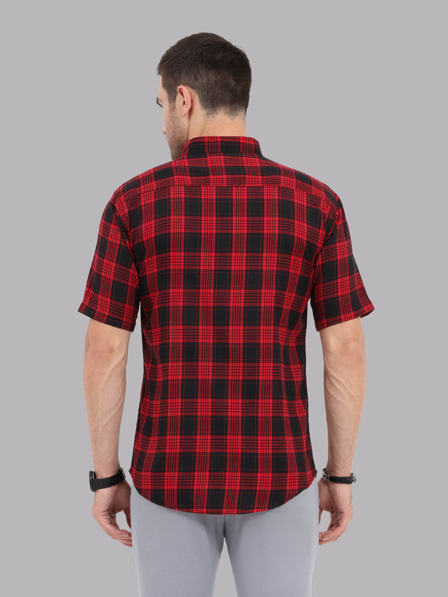 Regular Fit Buffalo Maroon Half Sleeve Check Shirt