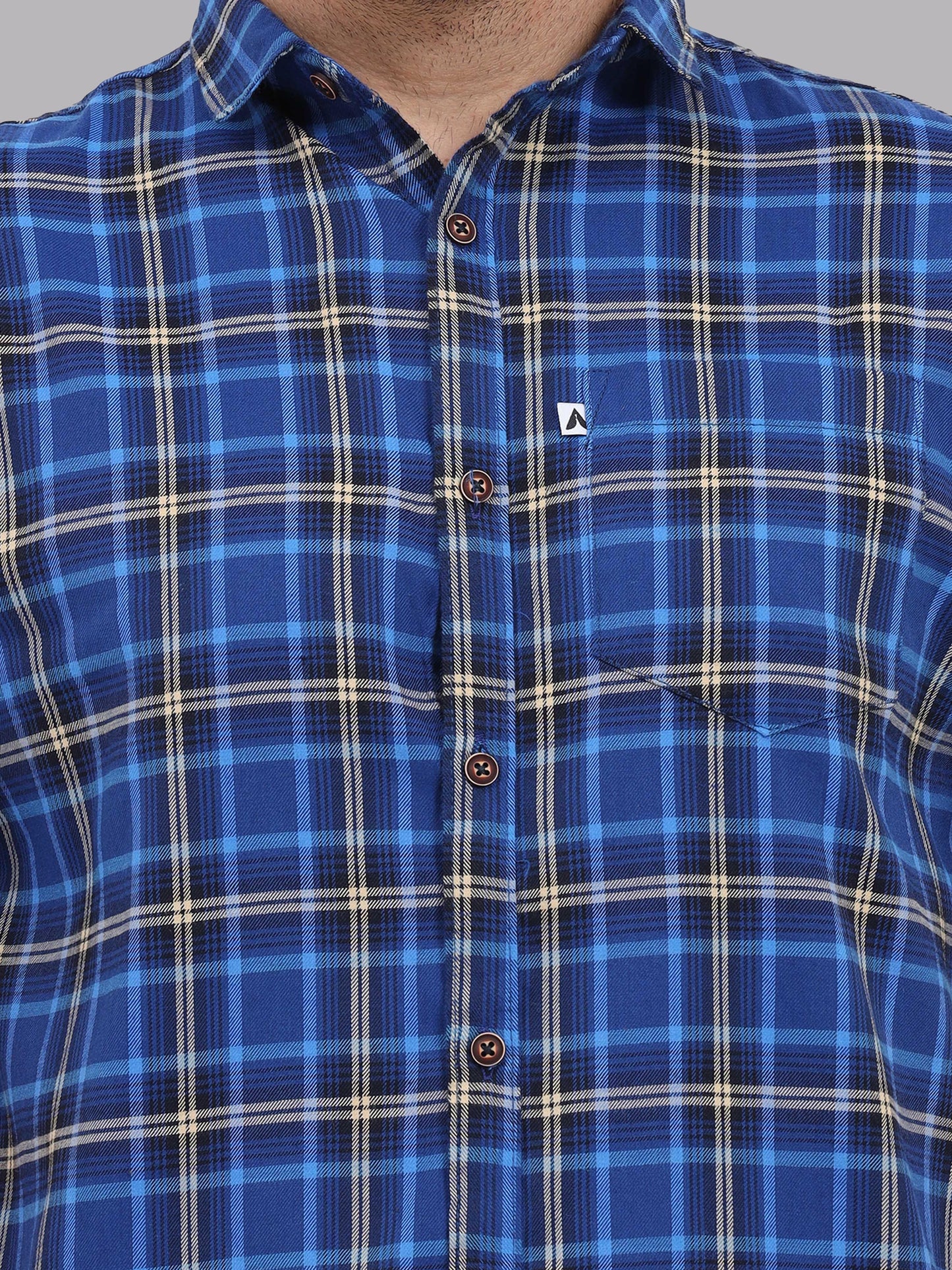 Half Sleeve Buffalo Royal Blue Check Shirt for Men