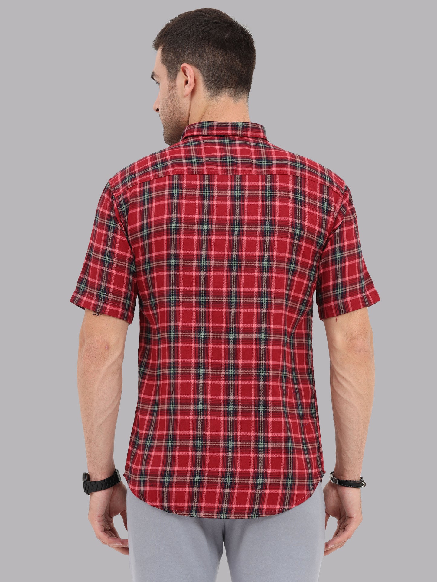 Half Sleeve Buffalo Mens Red Check Shirt Regular Fit