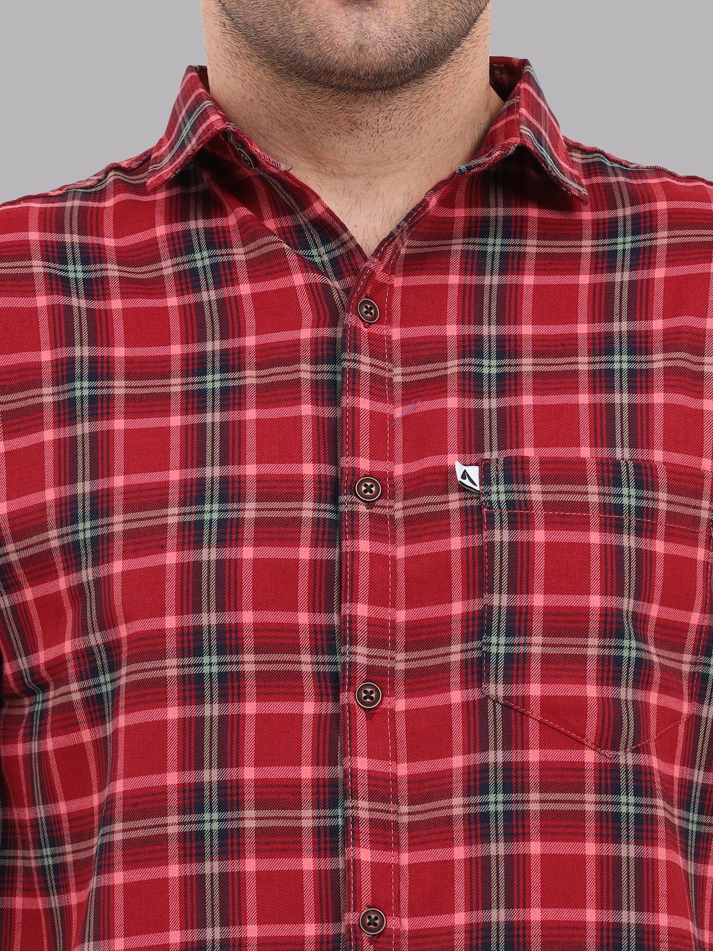 Half Sleeve Buffalo Mens Red Check Shirt Regular Fit