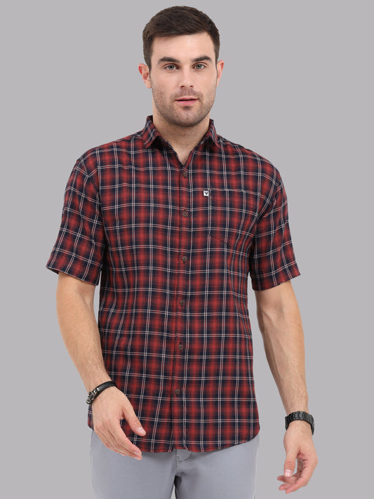 Regular Fit Buffalo Peach Half Check Shirt for Men