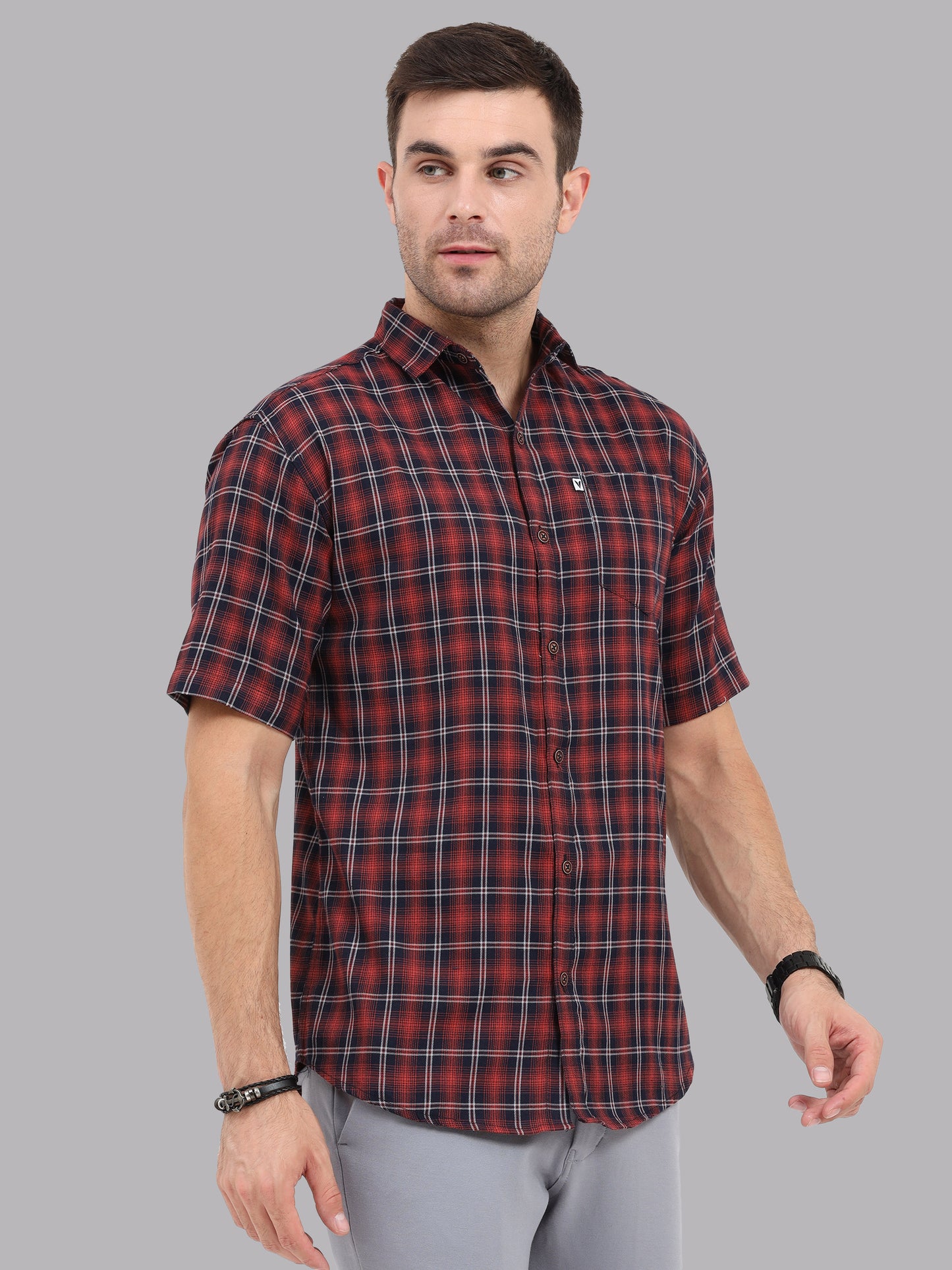 Regular Fit Buffalo Peach Half Check Shirt for Men