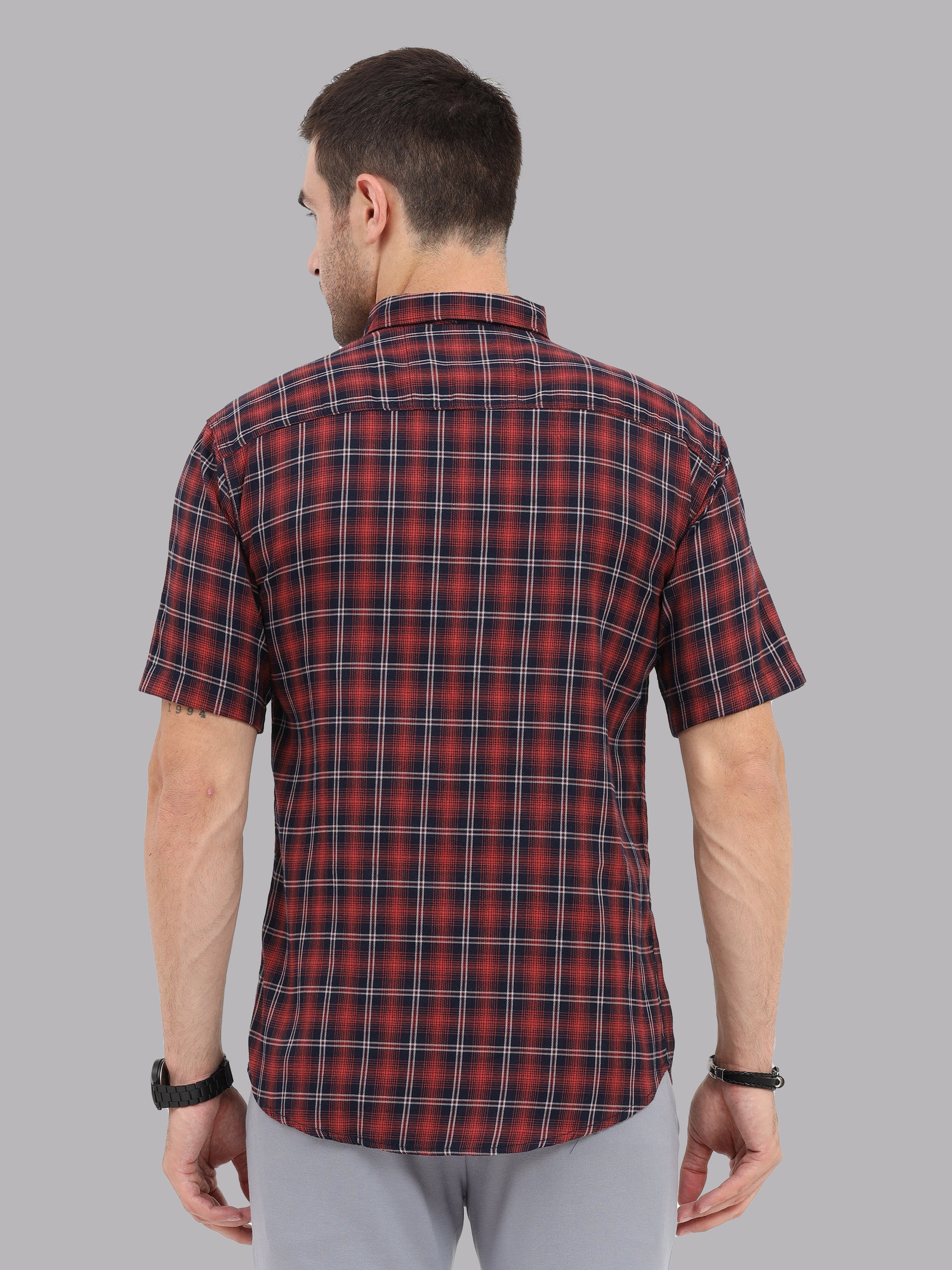 Regular Fit Buffalo Peach Half Check Shirt for Men