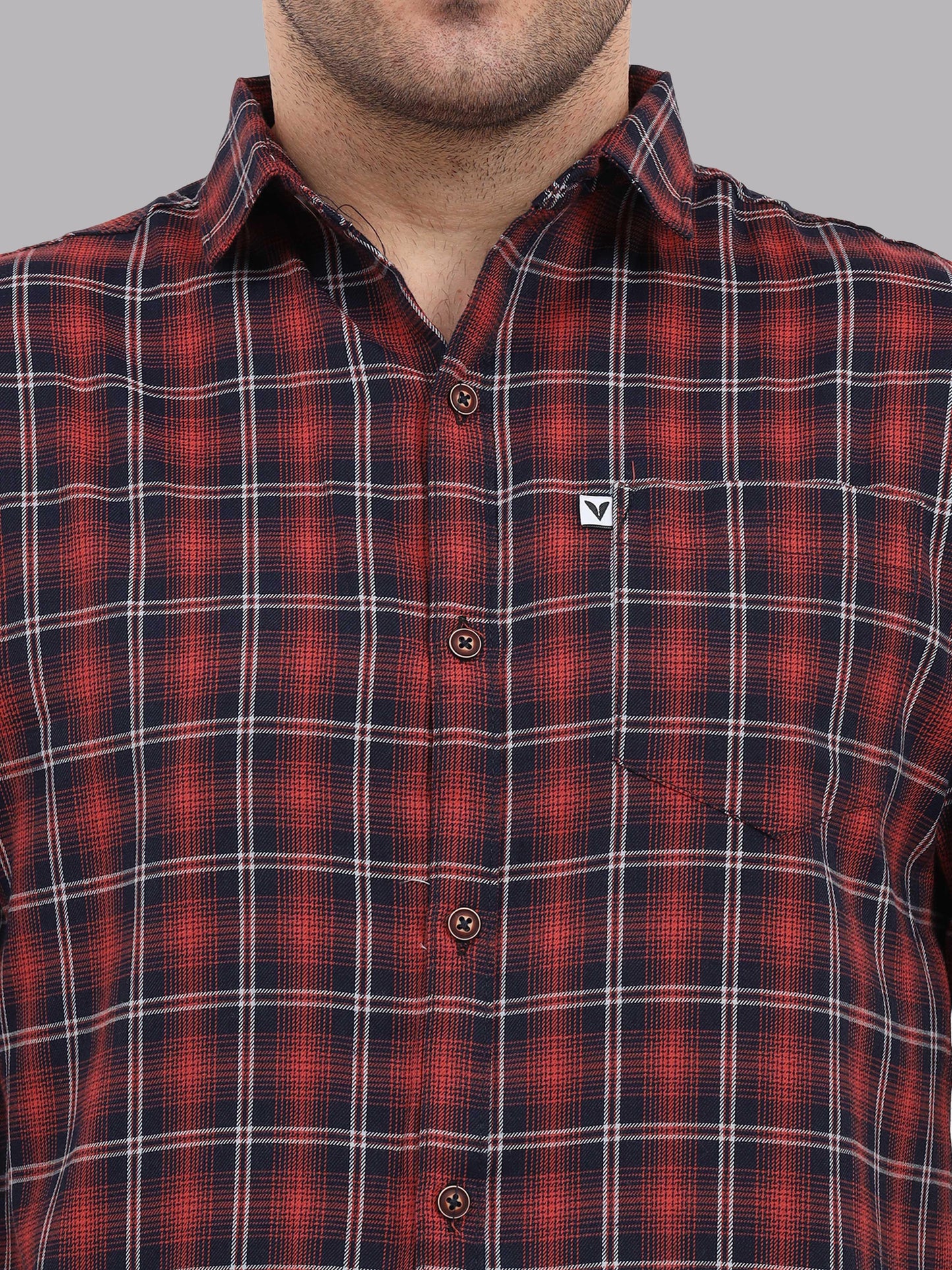 Regular Fit Buffalo Peach Half Check Shirt for Men