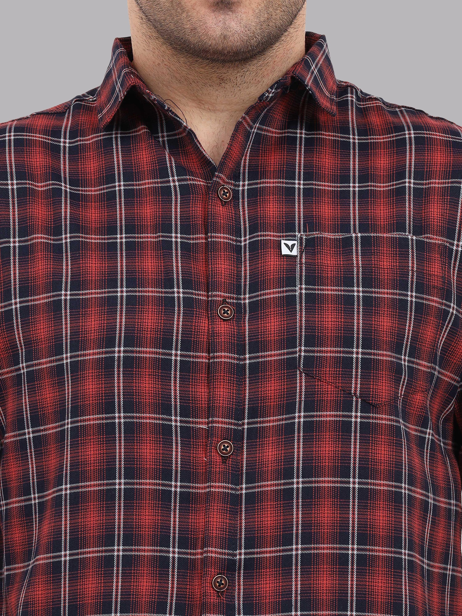 Regular Fit Buffalo Peach Half Check Shirt for Men
