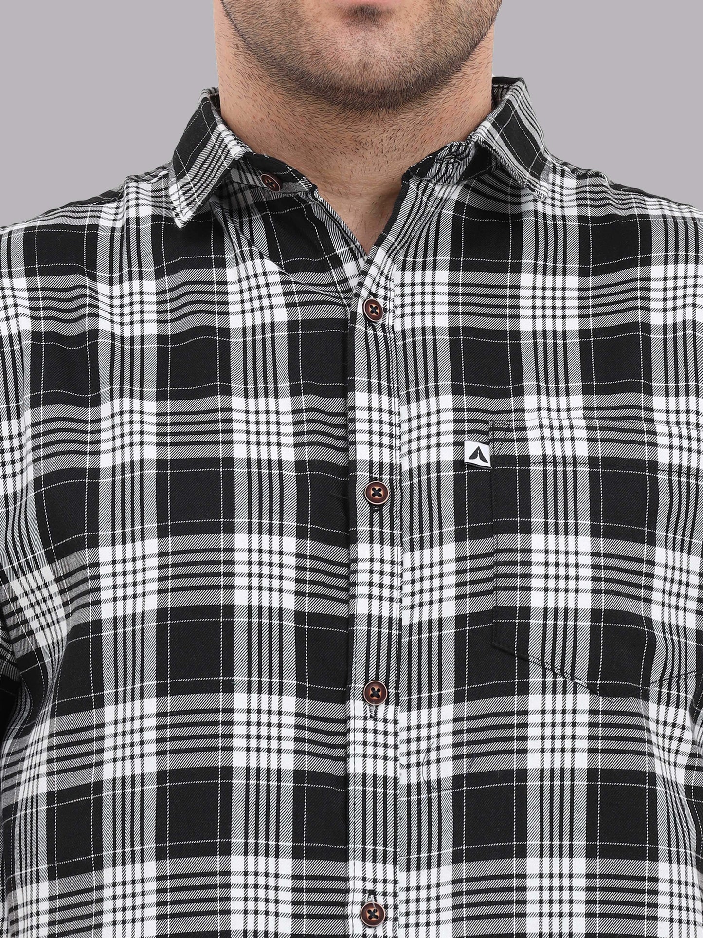 Half Sleeve Buffalo Black White Check Shirt for Men