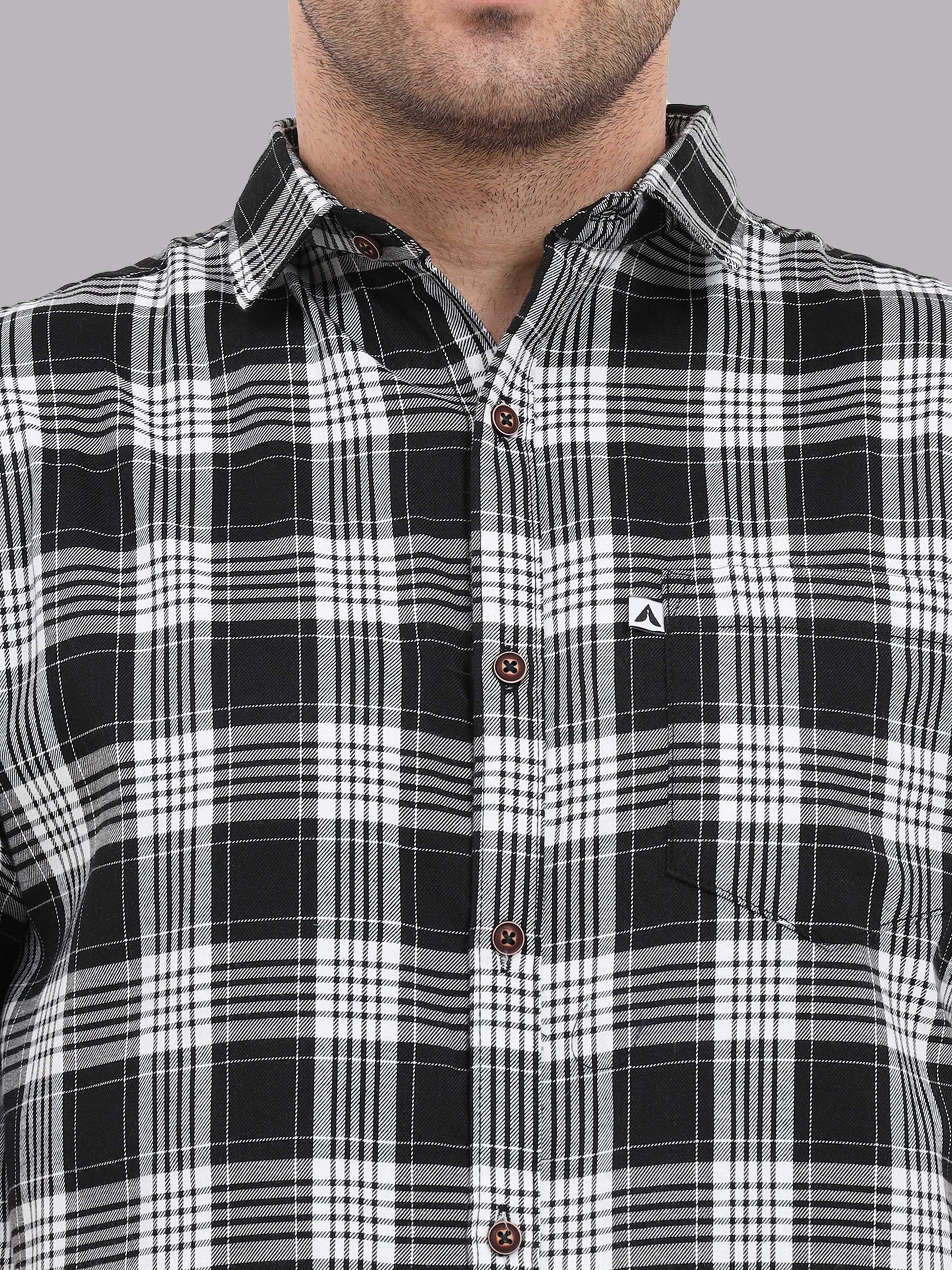 Half Sleeve Buffalo Black White Check Shirt for Men