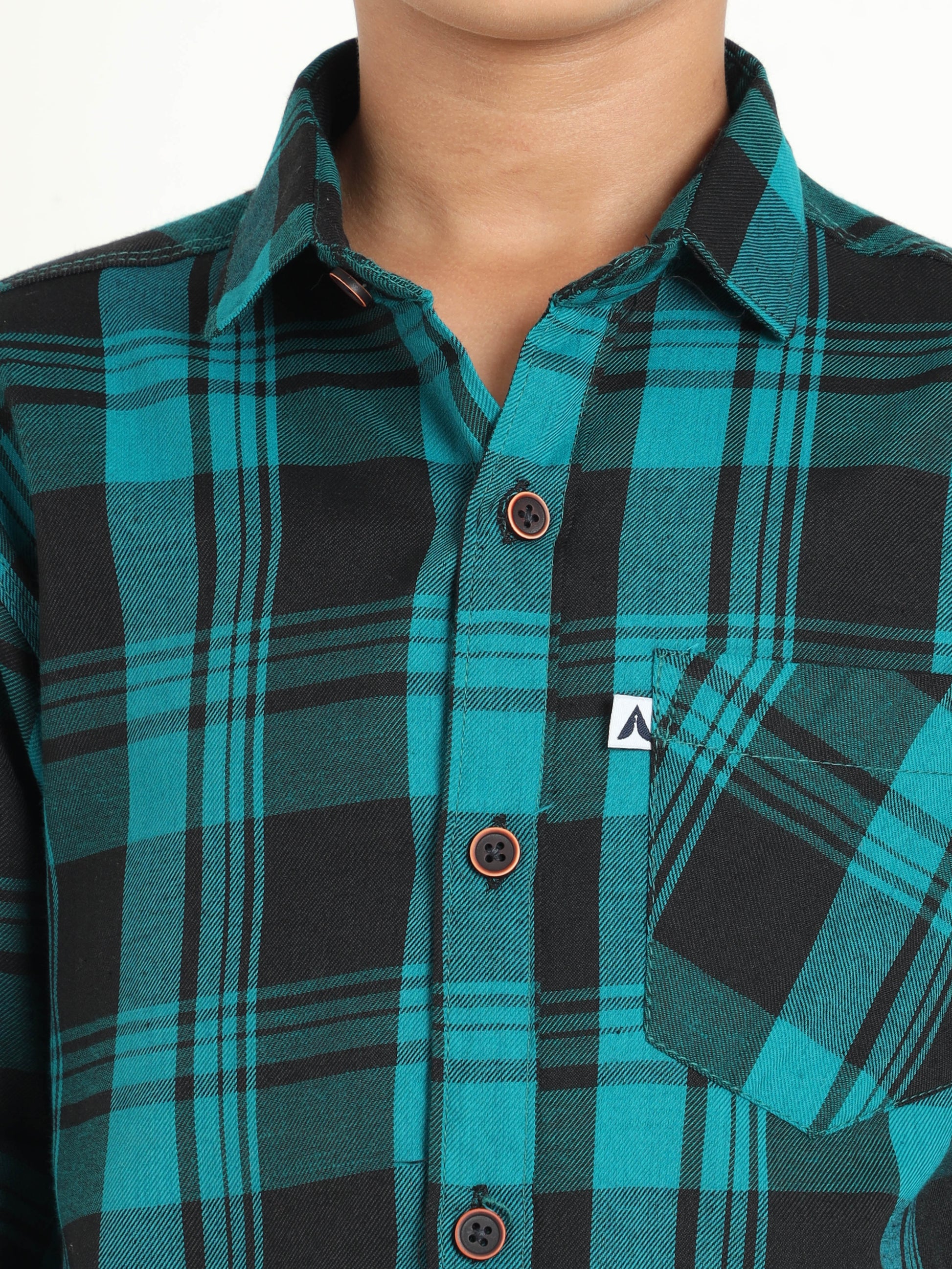 Cotton Blend Checks Wanted Boys Blue Shirt