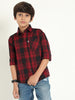 Wanted Red  Cotton Blend Checks Shirt For Kids