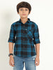 Wanted Navy Cotton Blend Checks Shirt For Kids