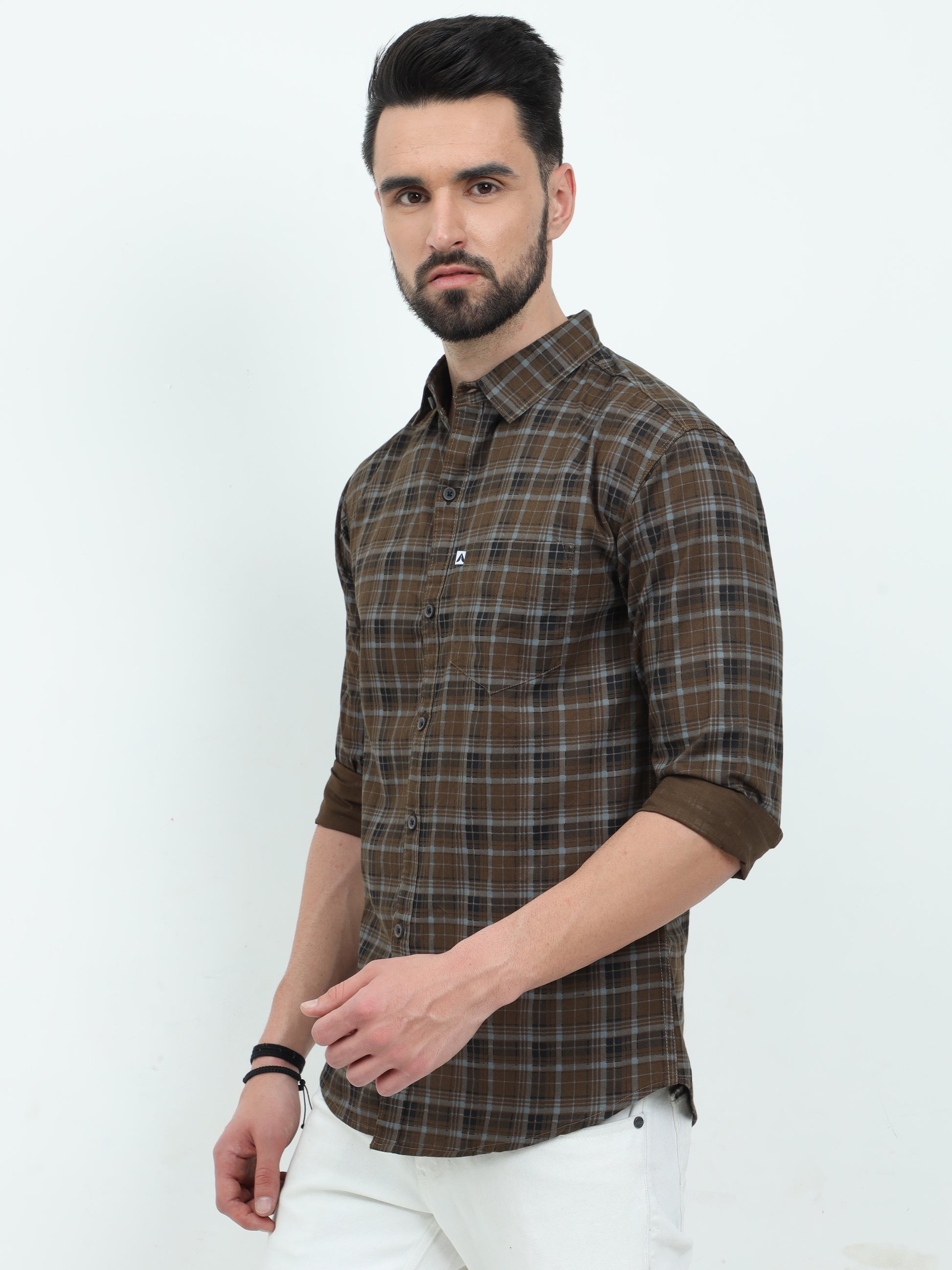 Full Sleeve Tartan Check Shirt Green for Men